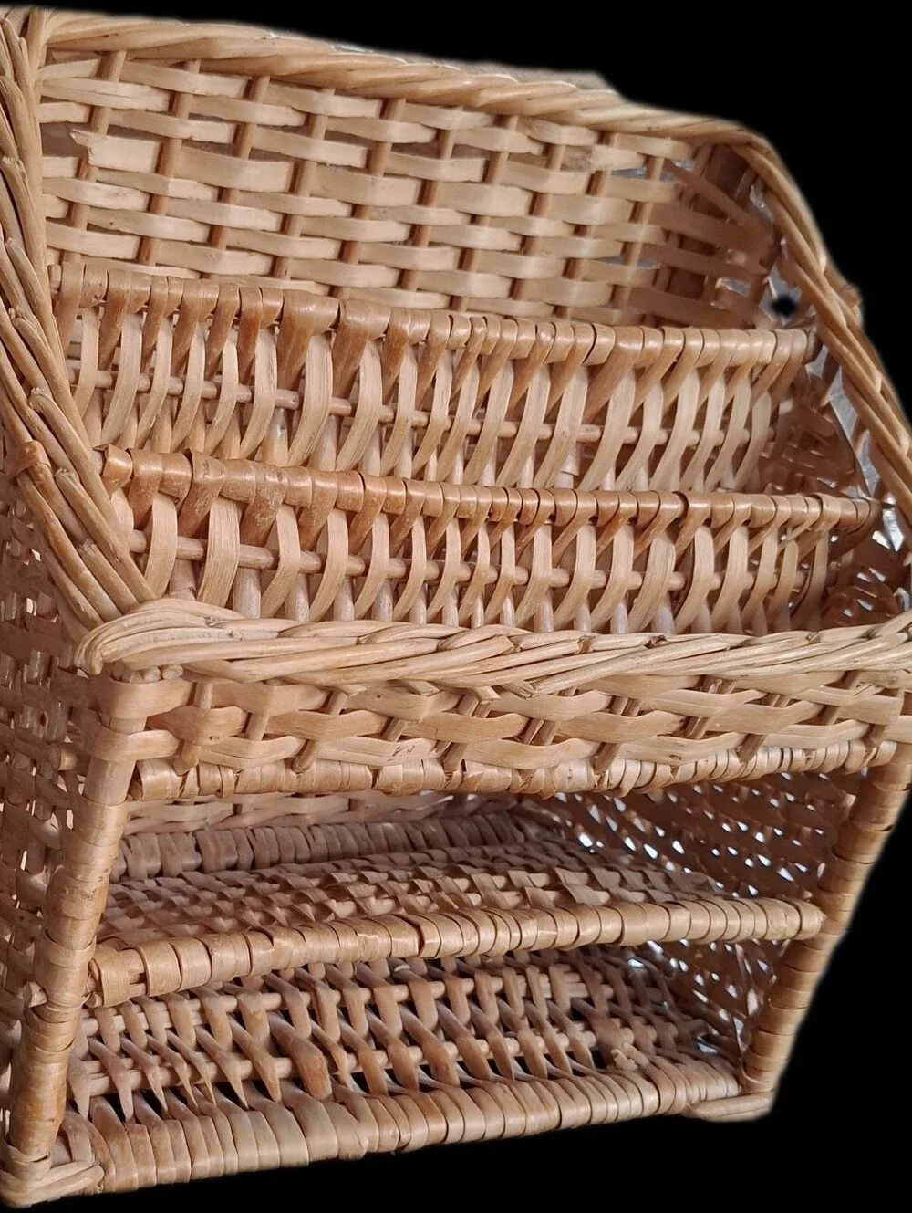 Natural Wicker 3-Tier Bamboo Storage Organizer - Tan